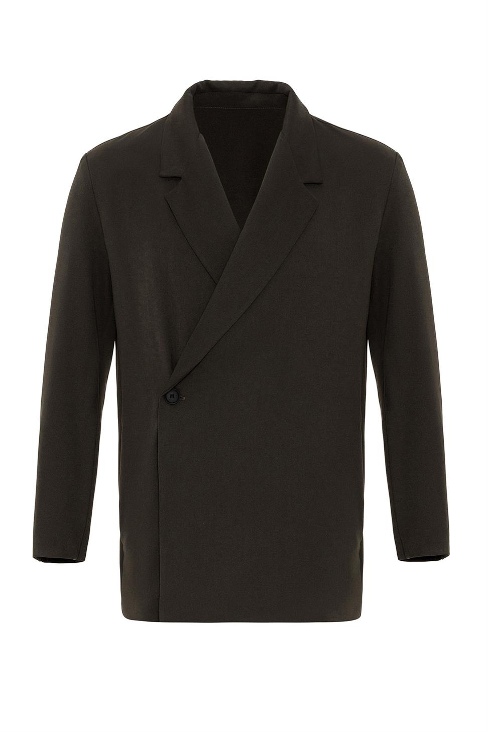 Double Breasted Closure Hidden Pocket Mens Blazer Jacket