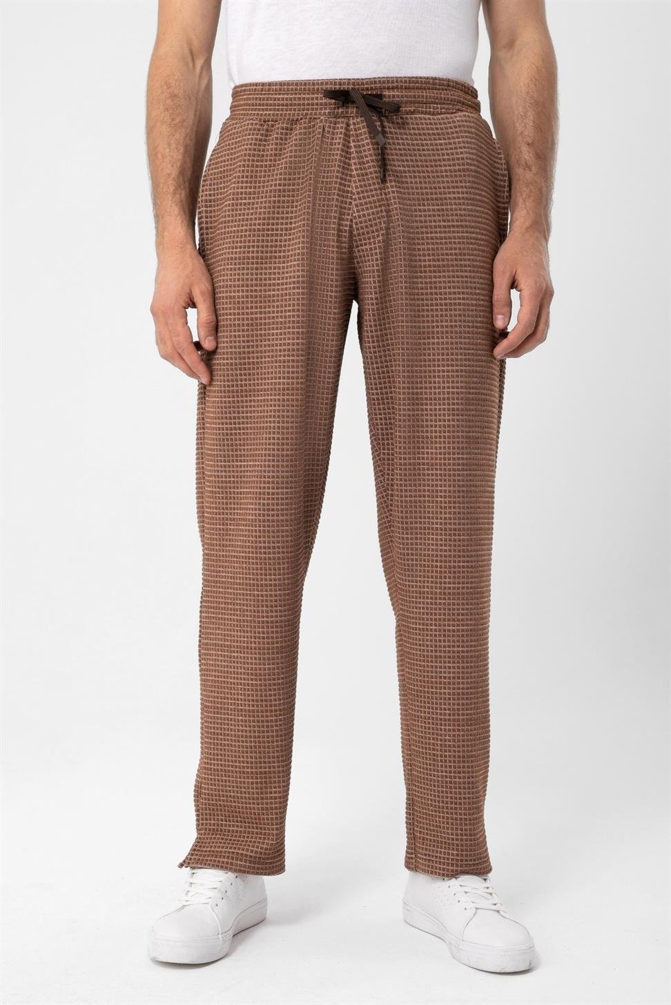 بنطلون منقوش من القماش مريح للرجال