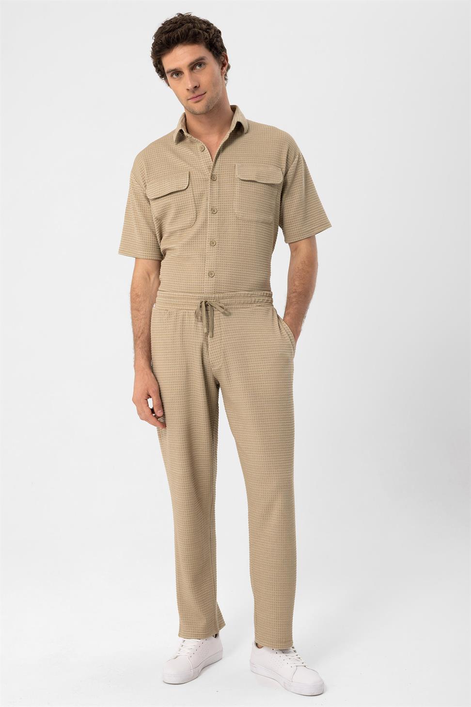 بنطلون منقوش من القماش مريح للرجال