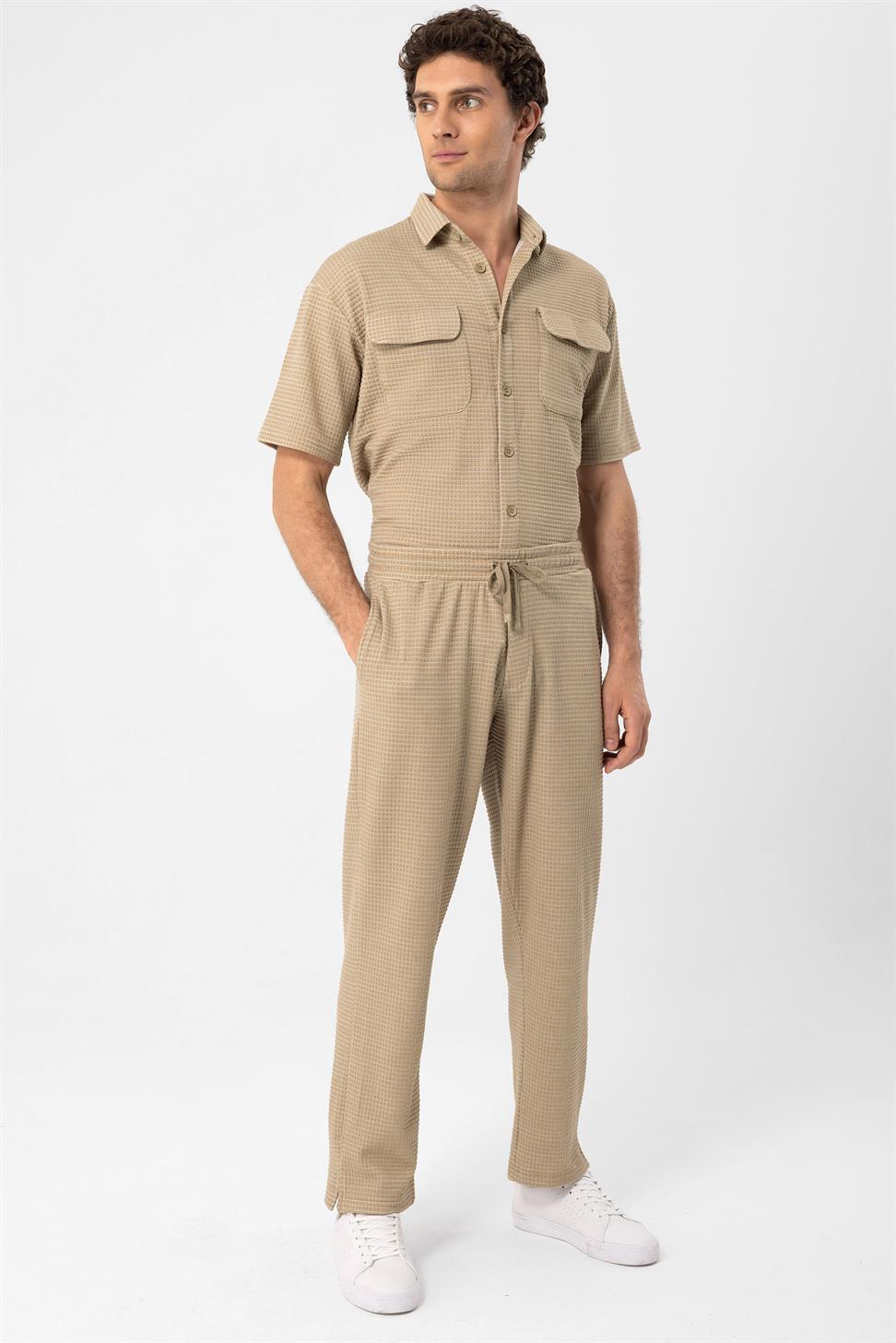 بنطلون منقوش من القماش مريح للرجال