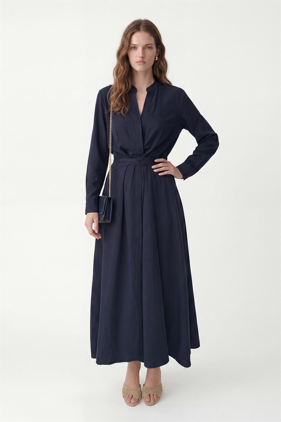 فستان نسائي بحزام من 100% ليوسيل