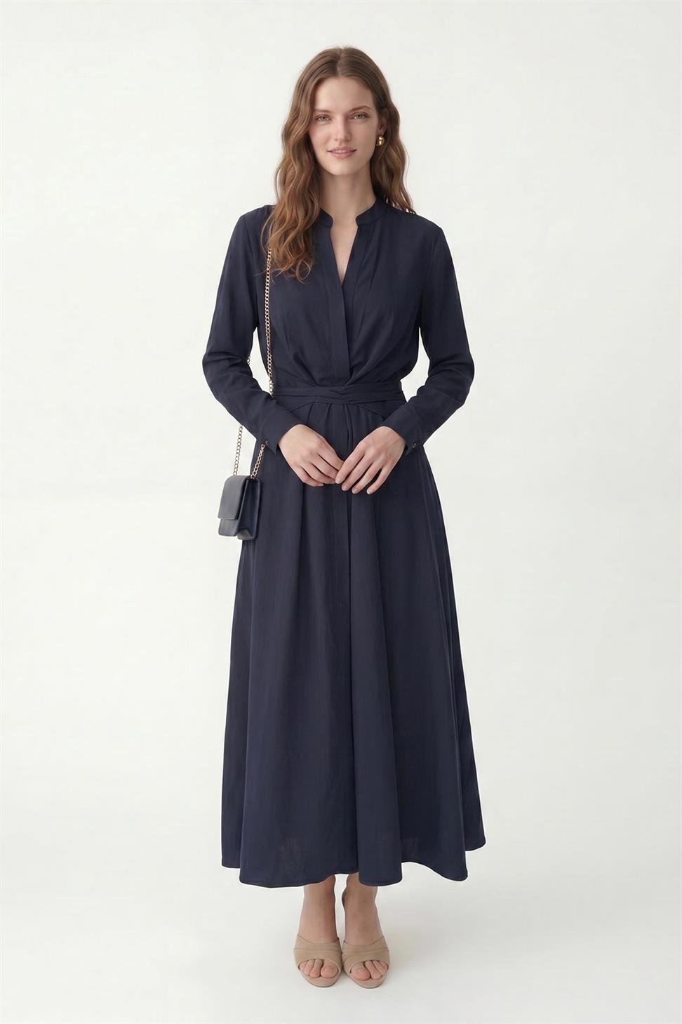 فستان نسائي بحزام من 100% ليوسيل