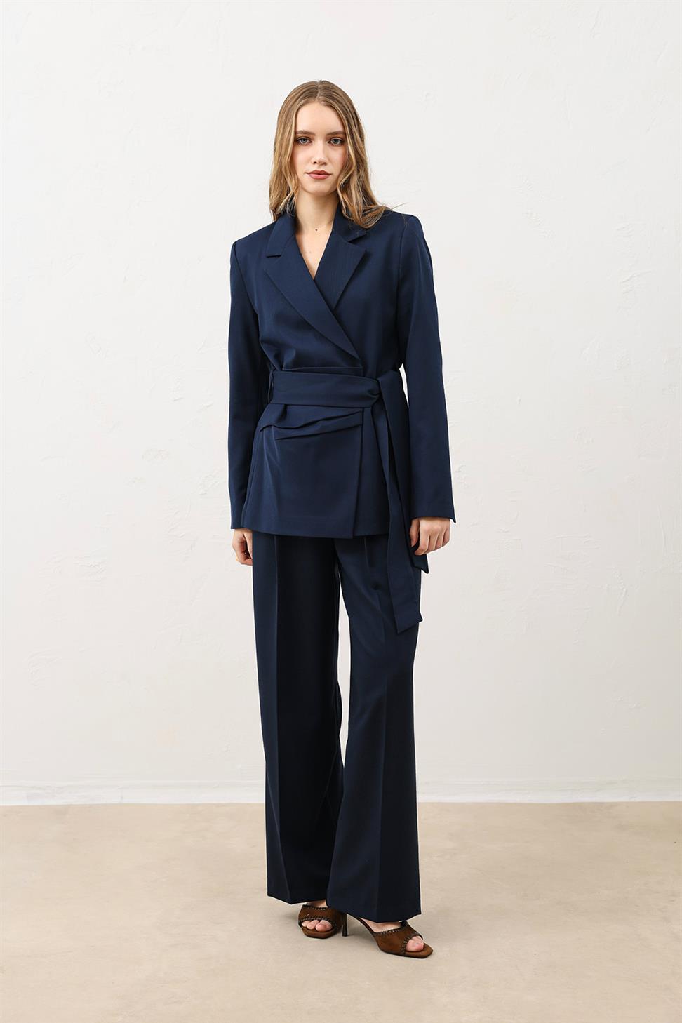 Fitted Belted Womens Blazer Jacket