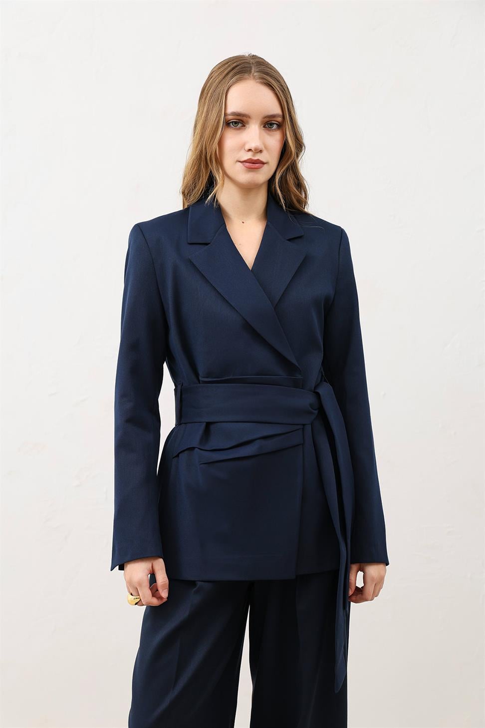 Fitted Belted Womens Blazer Jacket