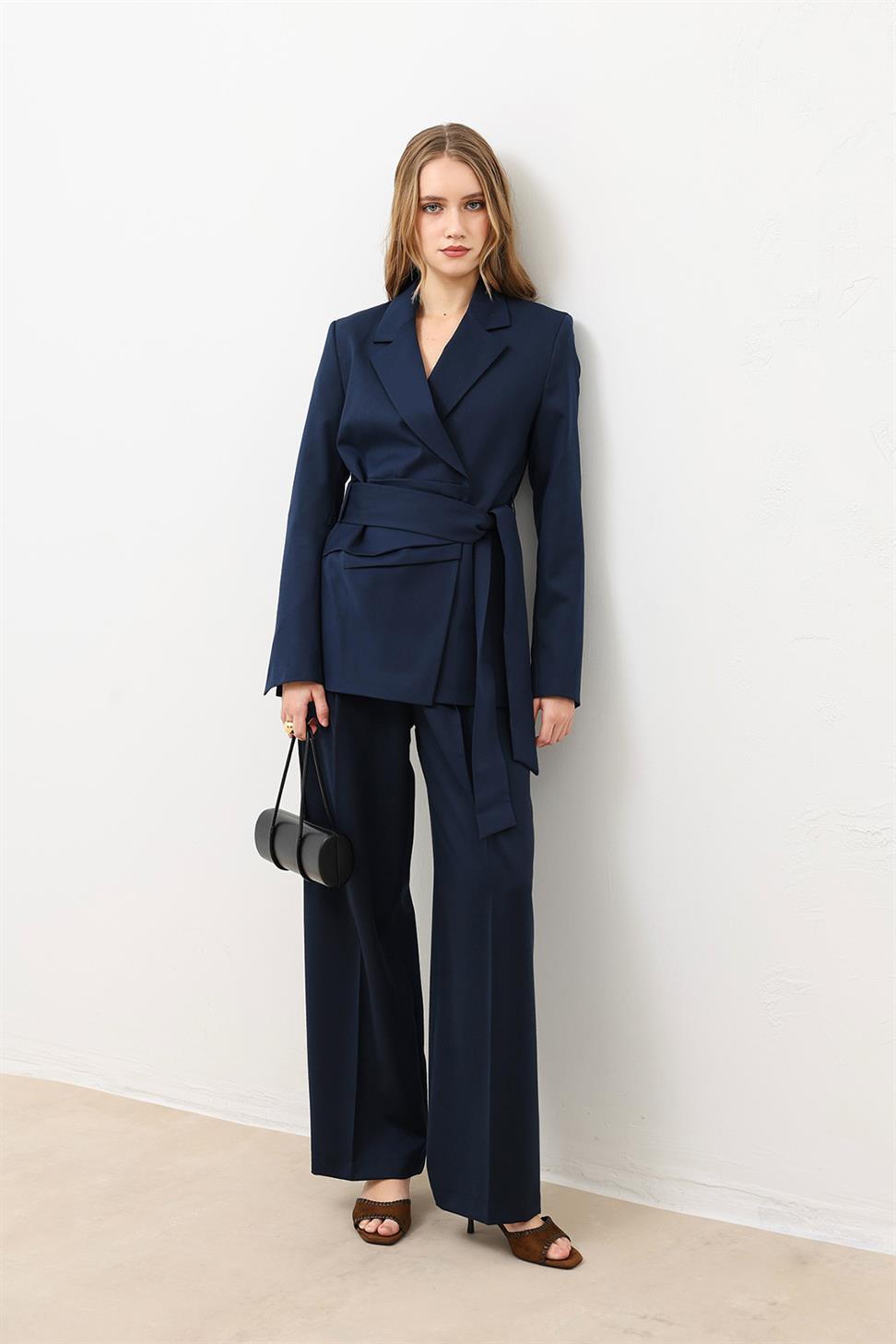 Fitted Belted Womens Blazer Jacket