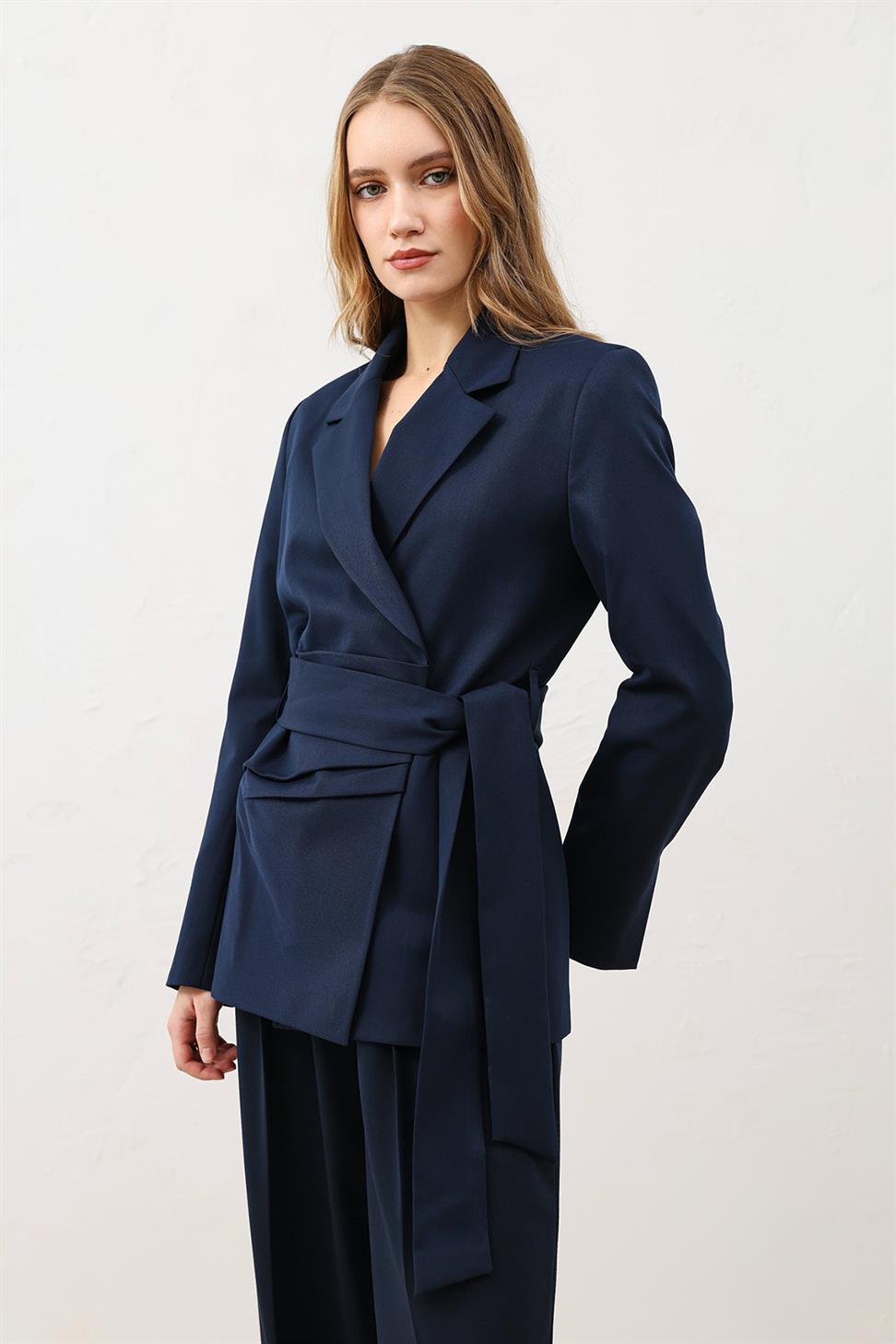 Fitted Belted Womens Blazer Jacket