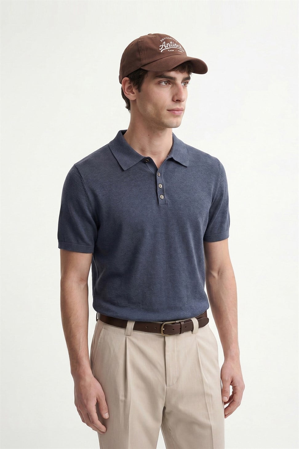 Antioch Lacivert Düğmeli Polo Yaka Erkek T-Shirt