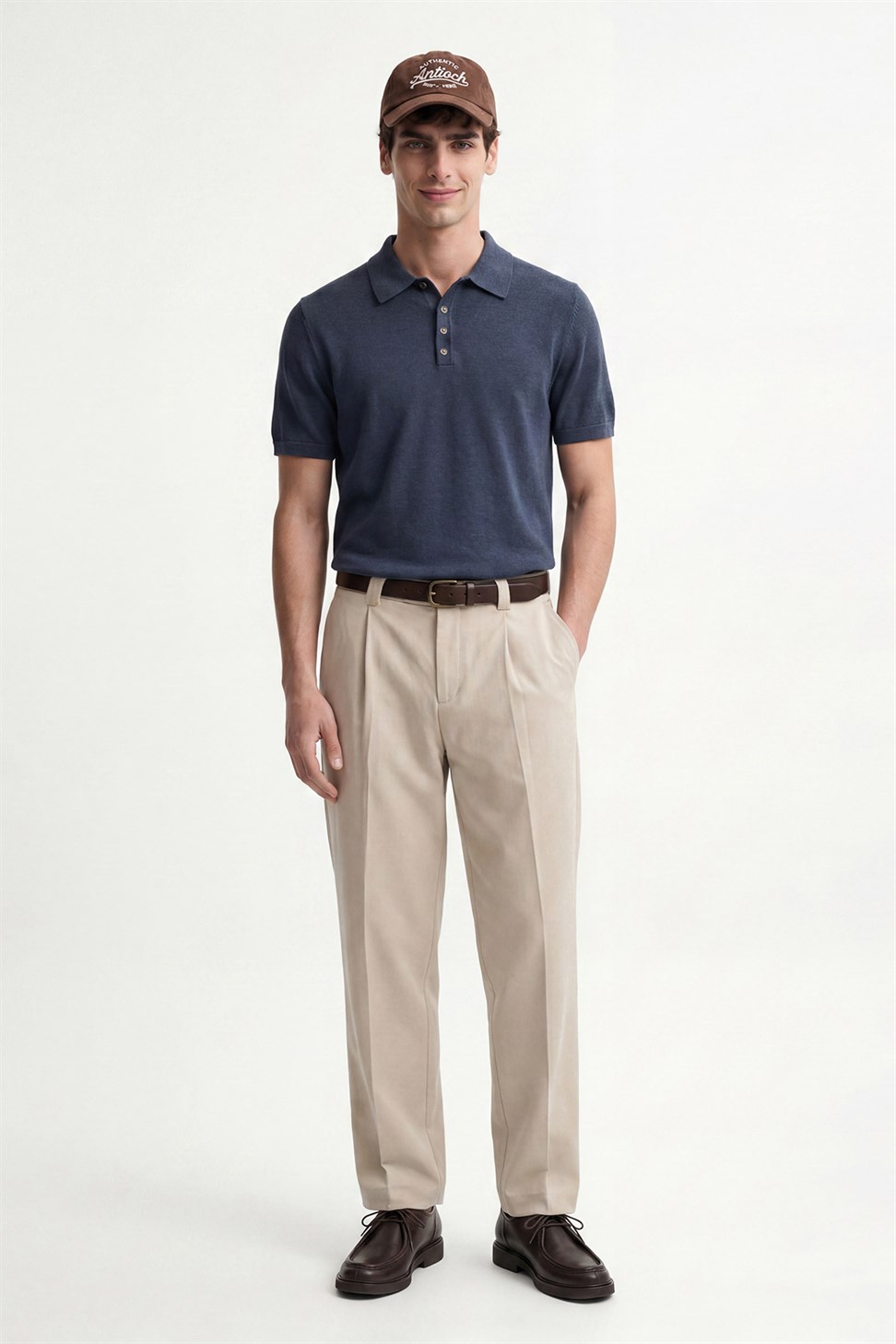 Antioch Lacivert Düğmeli Polo Yaka Erkek T-Shirt