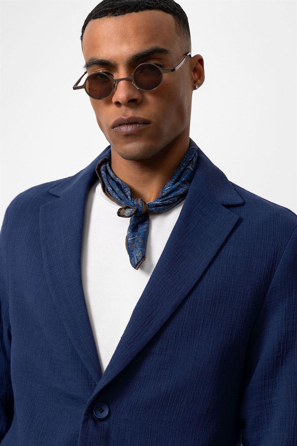 سترة بليزر رجالية غير مبطنة مع جيوب للحقائب