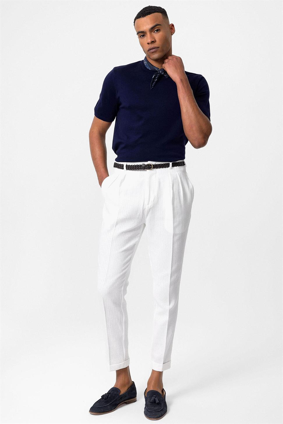 Antioch Lacivert Bisiklet Yaka Erkek Triko T-Shirt