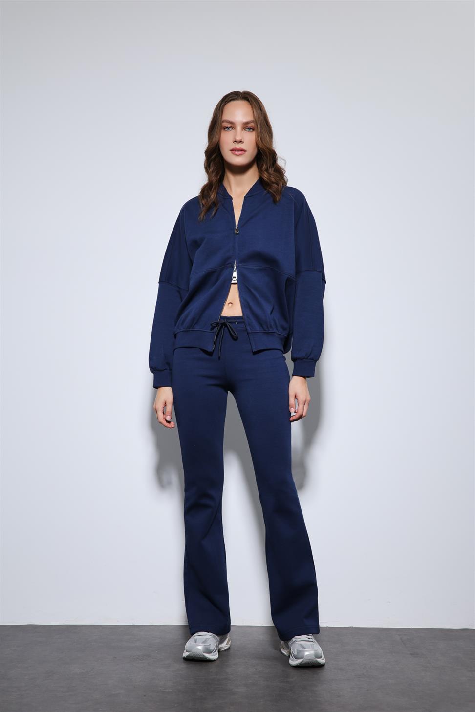 Antioch Lacivert Bomber Ceket ve İspanyol Paça Eşofman Takım