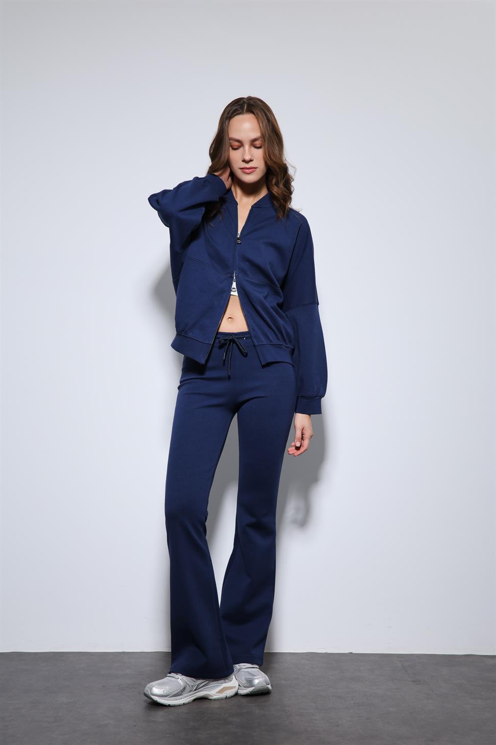 Antioch Lacivert Bomber Ceket ve İspanyol Paça Eşofman Takım