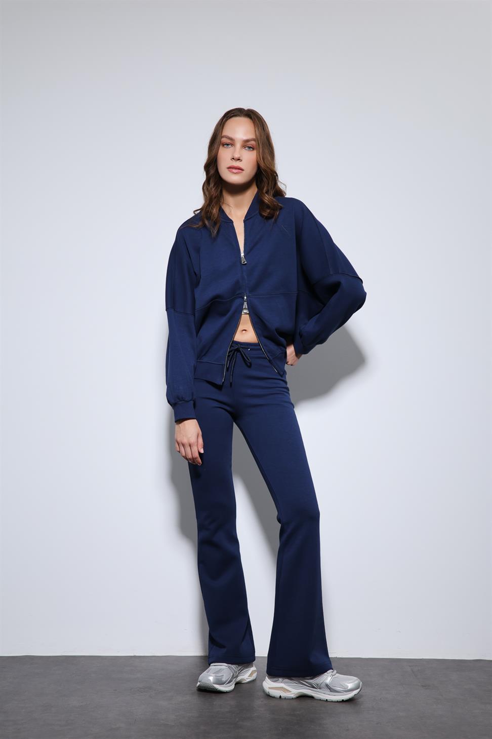 Antioch Lacivert Bomber Ceket ve İspanyol Paça Eşofman Takım