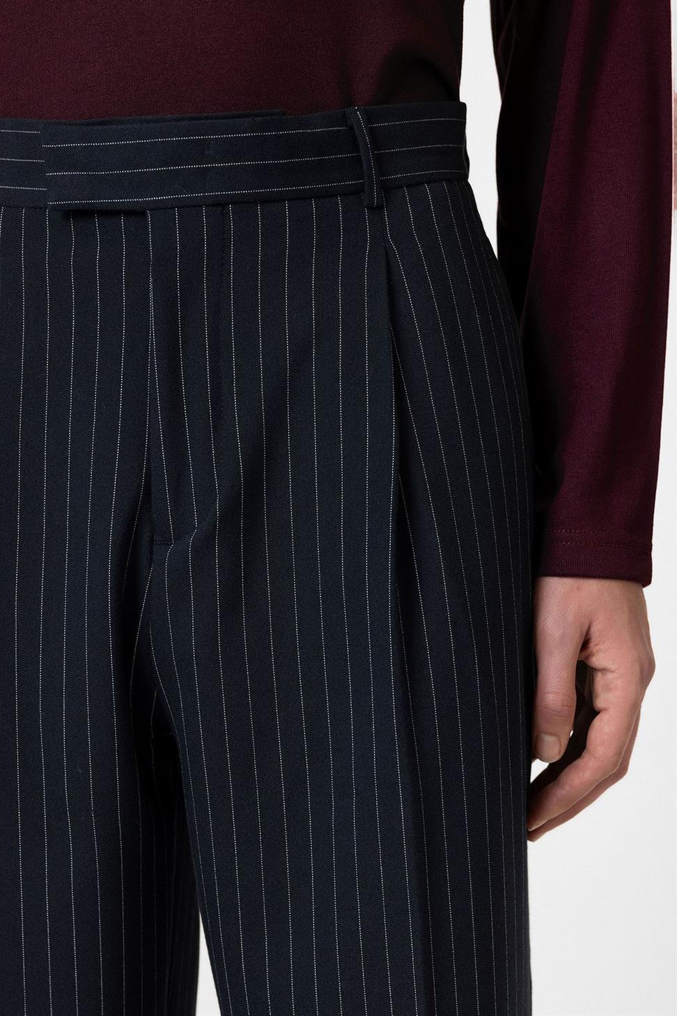 Antioch Lacivert Çizgili Relaxed Fit Erkek Pantolon