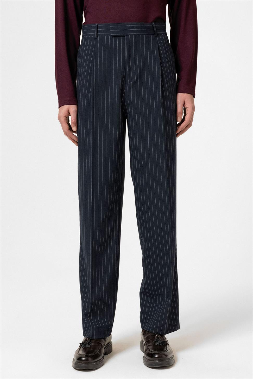 Antioch Lacivert Çizgili Relaxed Fit Erkek Pantolon