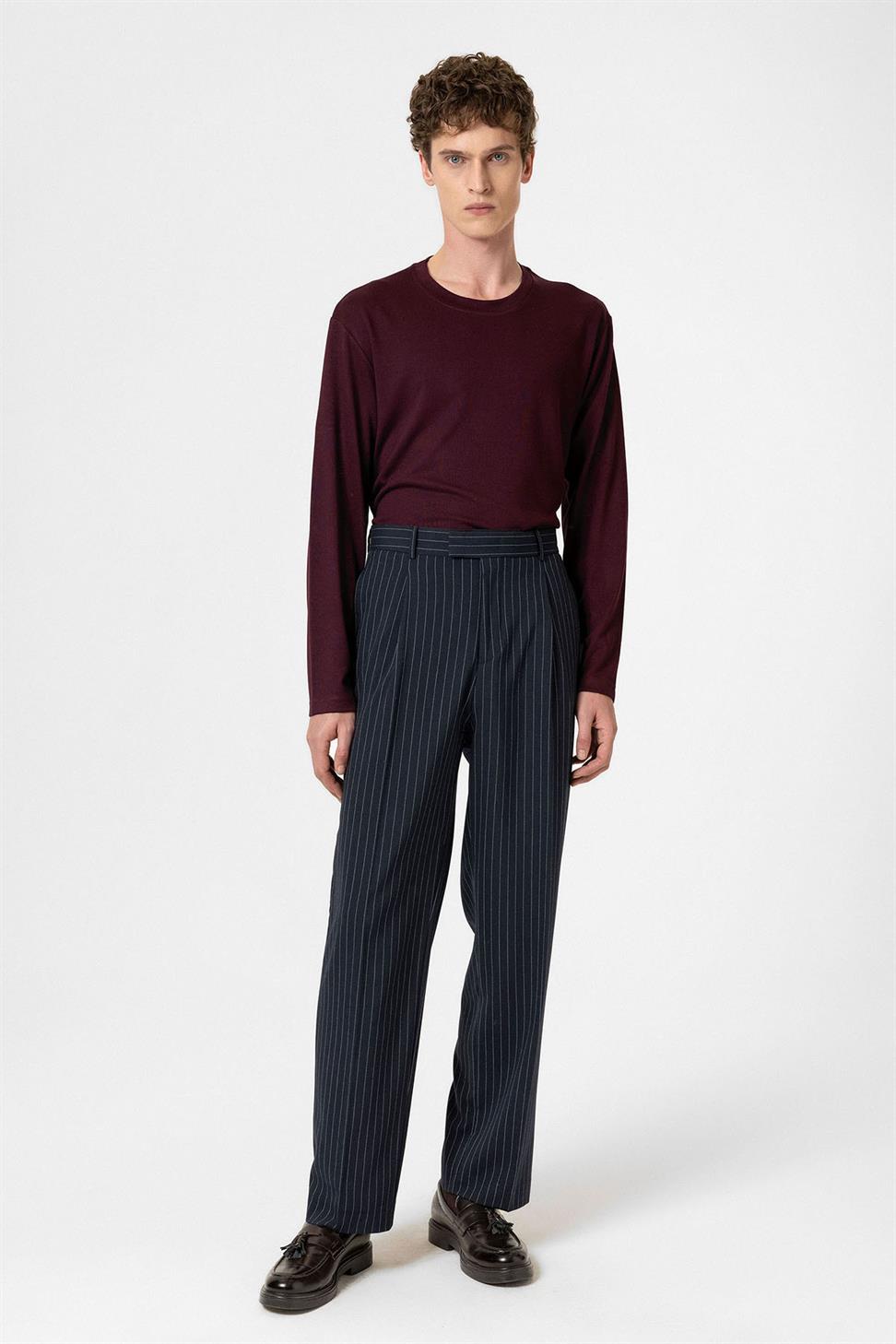 Antioch Lacivert Çizgili Relaxed Fit Erkek Pantolon