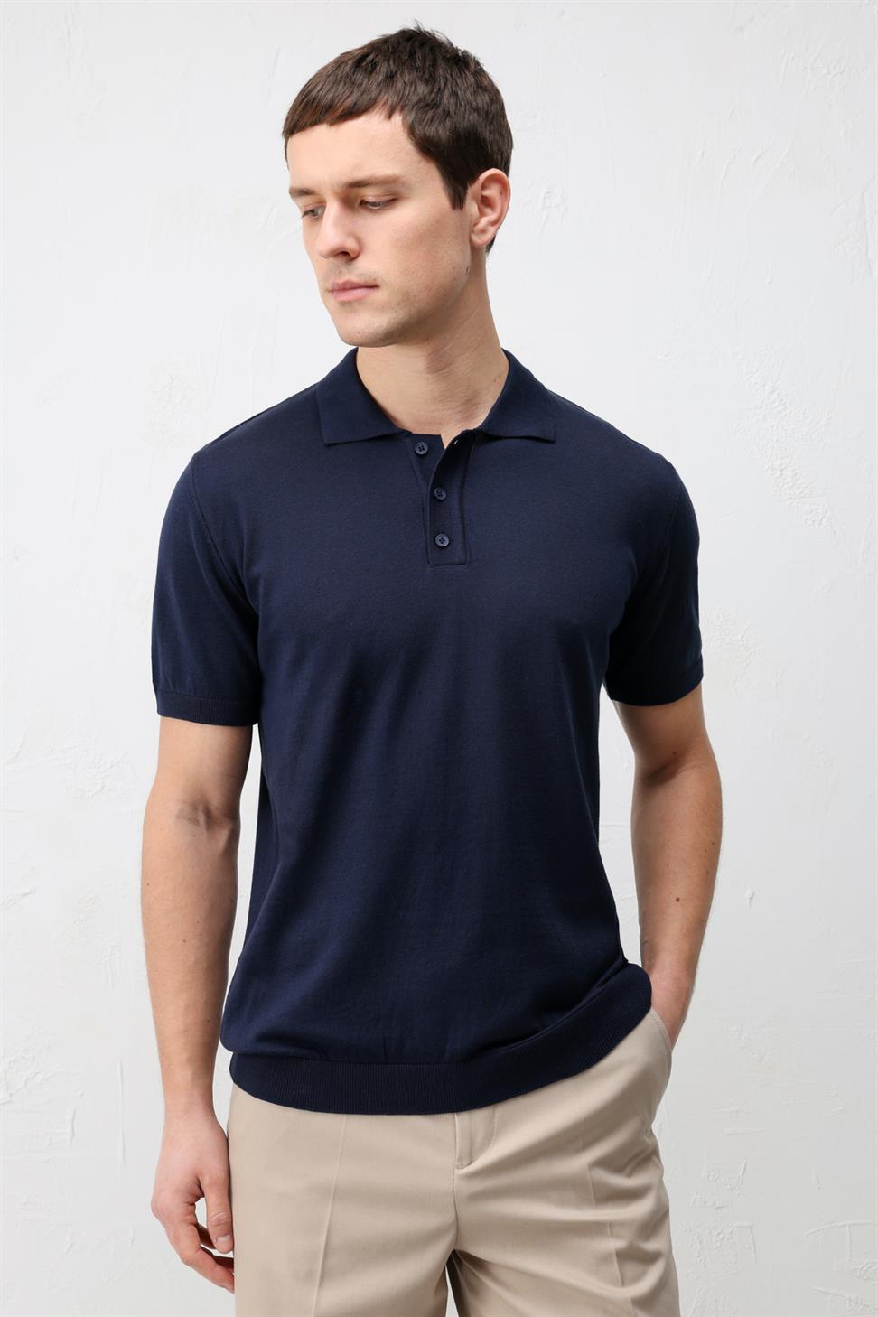 Comfort Slim Polo Neck Mens Knit T-Shirt