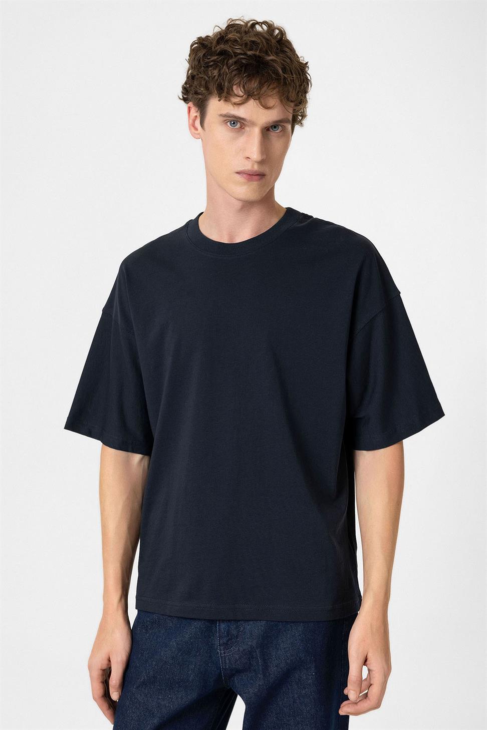 Antioch Lacivert Crop Fit Erkek T-Shirt