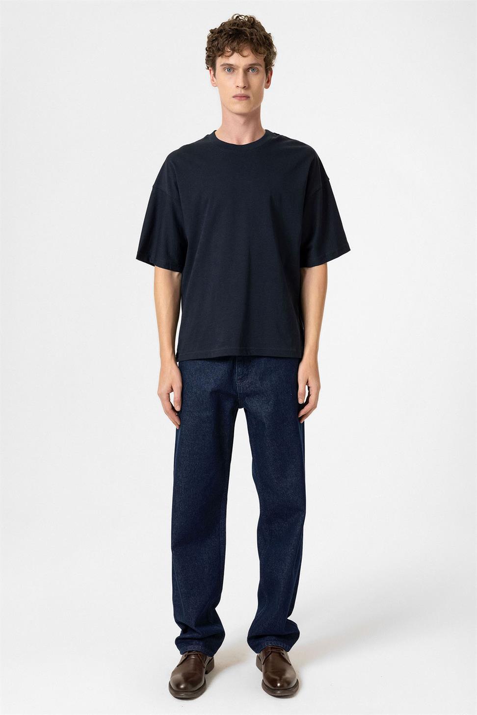 Antioch Lacivert Crop Fit Erkek T-Shirt