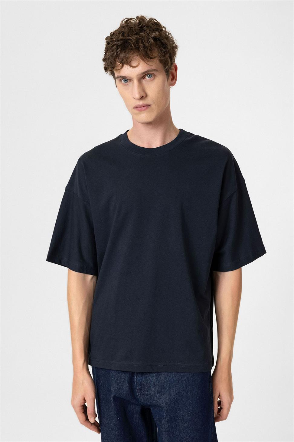 Antioch Lacivert Crop Fit Erkek T-Shirt