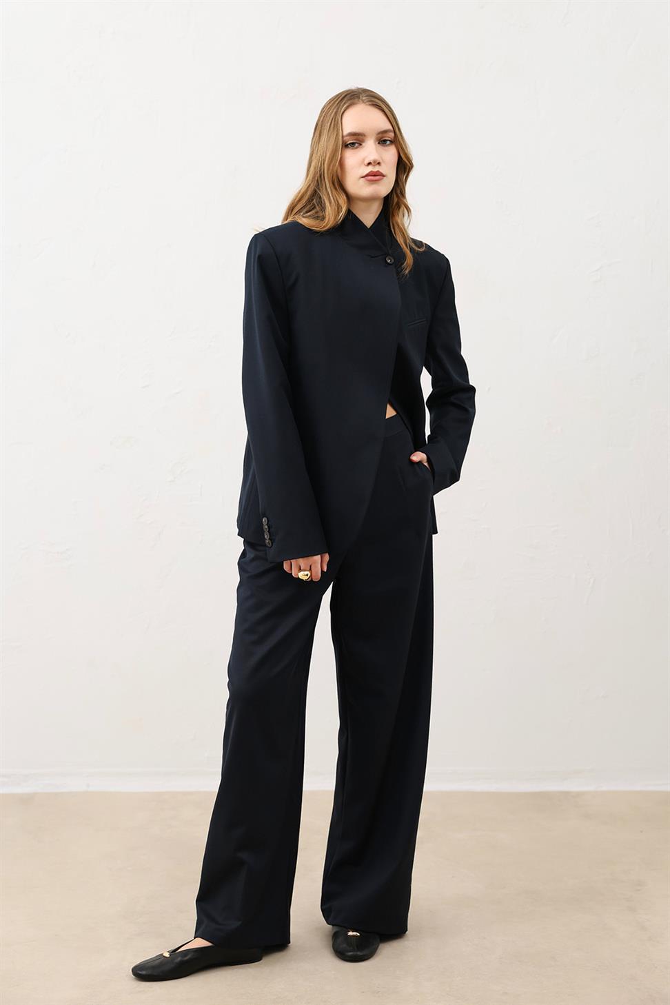 Womens Stand Collar Blazer Jacket