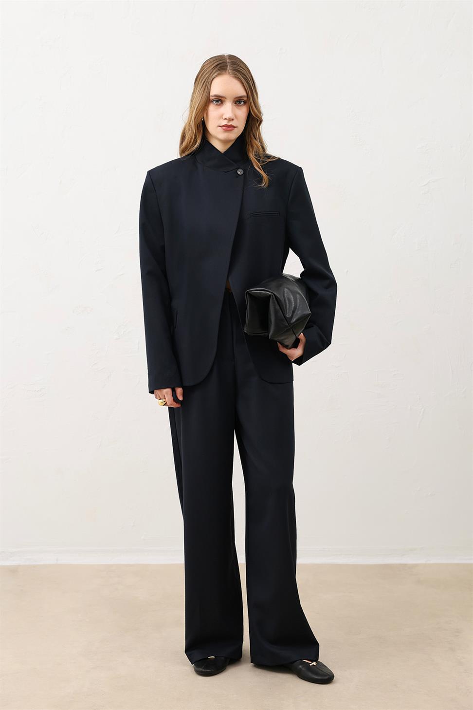 Womens Stand Collar Blazer Jacket