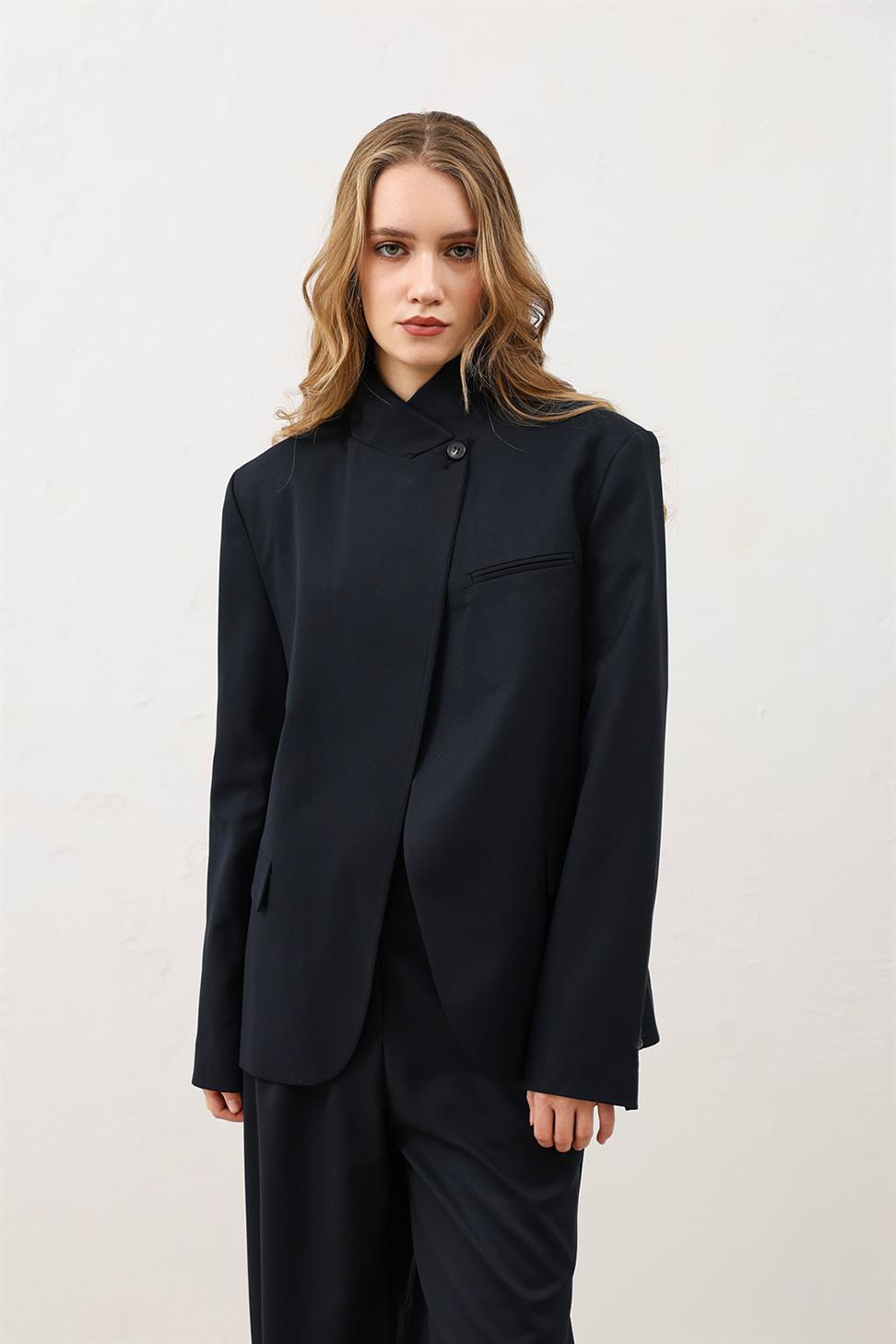 Womens Stand Collar Blazer Jacket