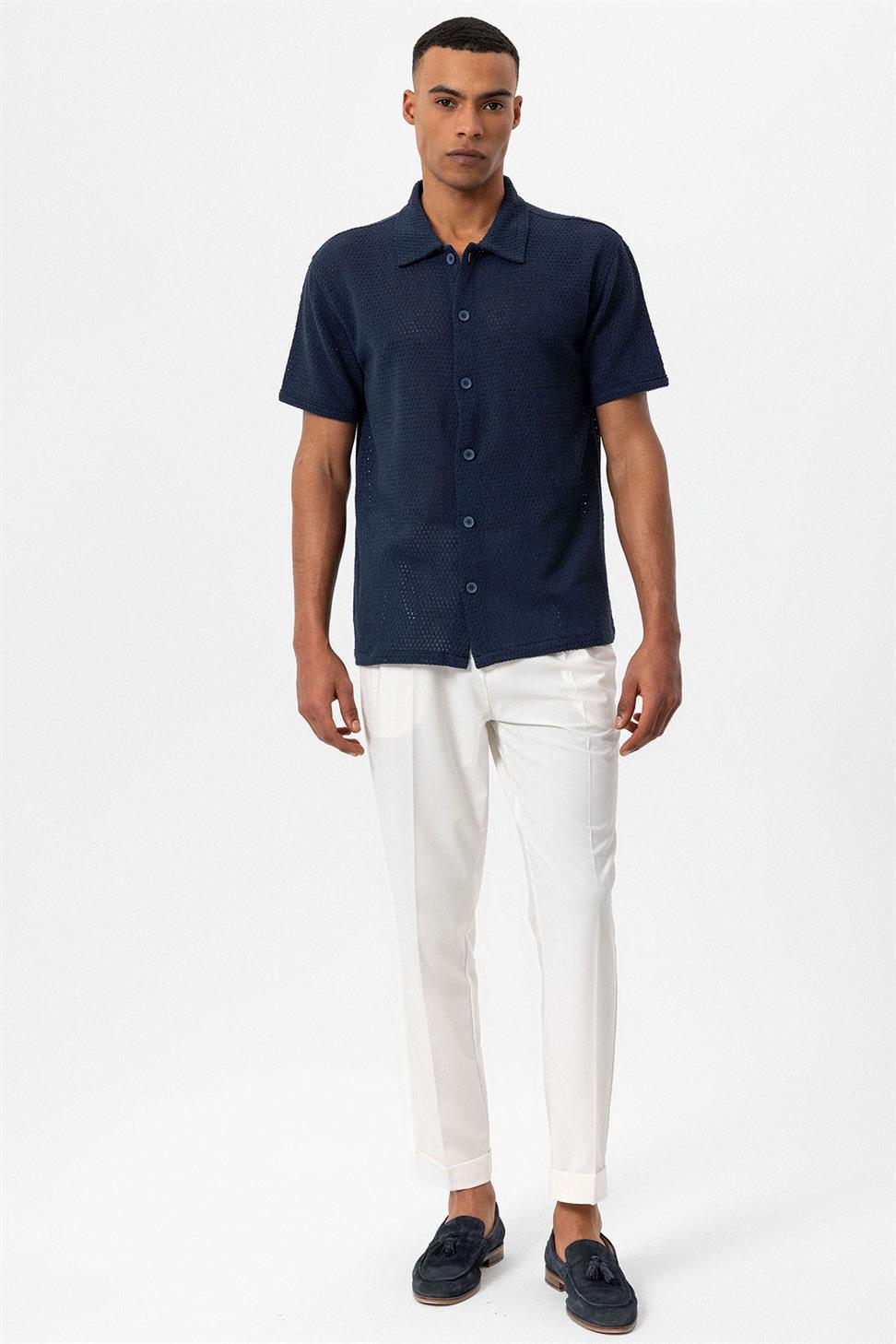 قميص رجالي بأكمام قصيرة محكم