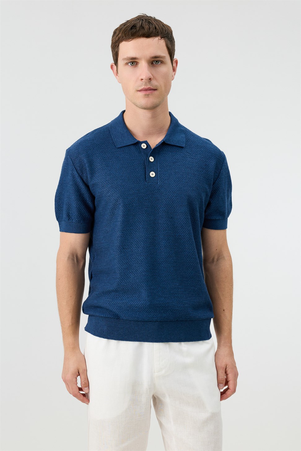 Antioch Lacivert Dokulu Polo Yaka Triko Erkek T-Shirt