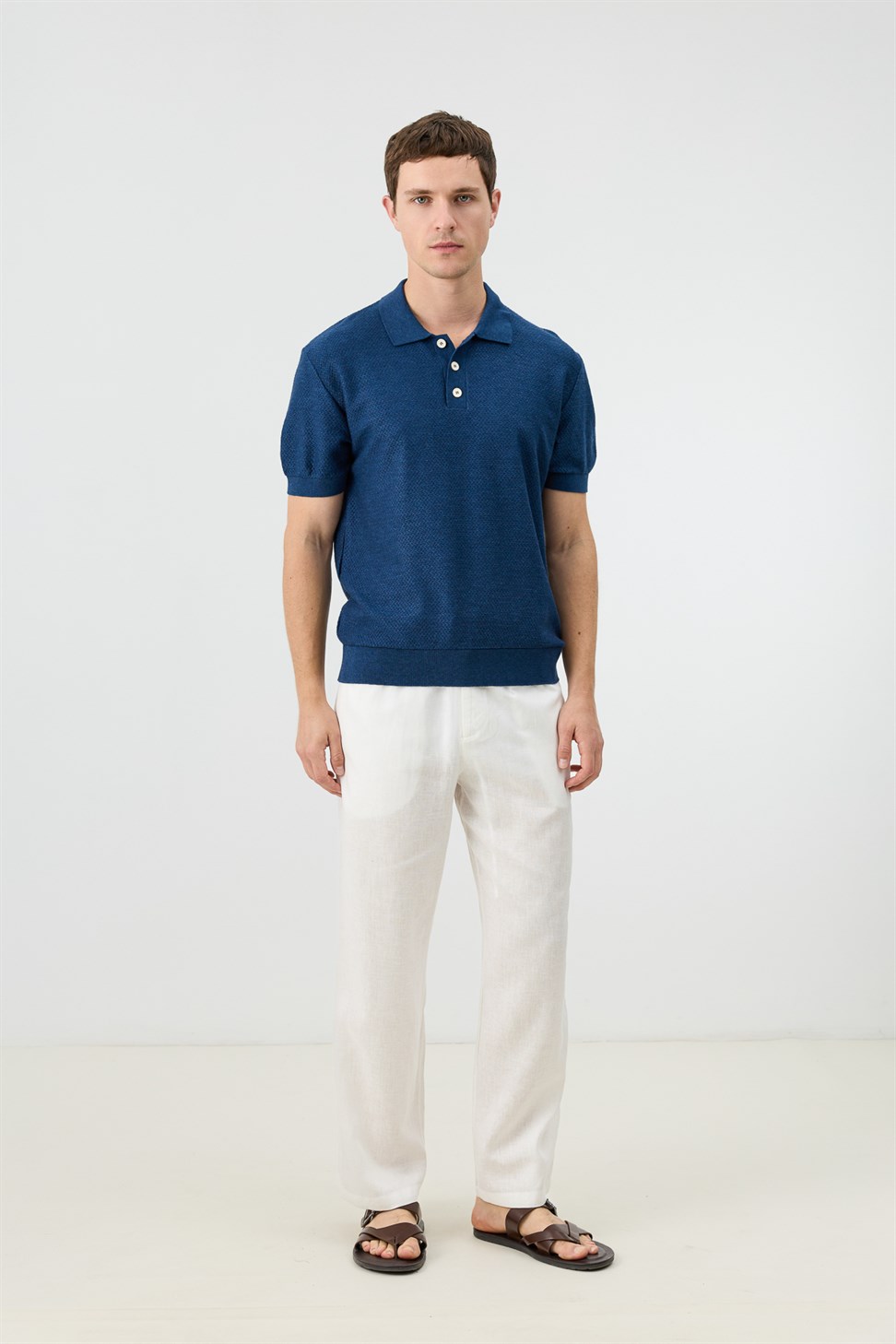 Antioch Lacivert Dokulu Polo Yaka Triko Erkek T-Shirt