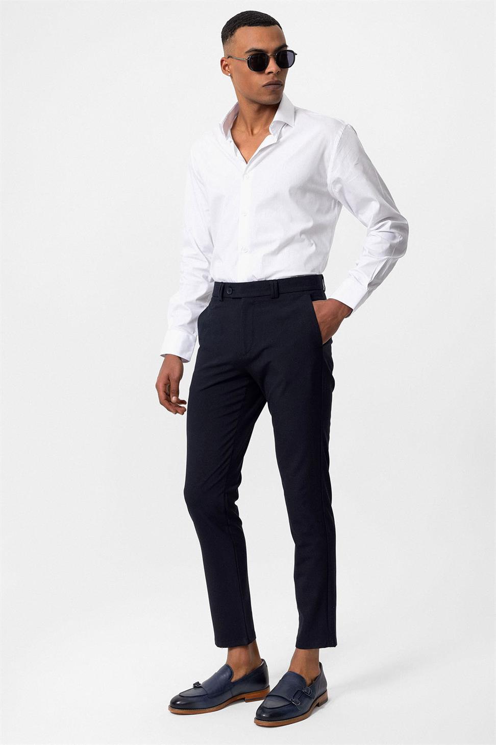 Antioch Lacivert Erkek Slim Fit Kumaş Pantolon