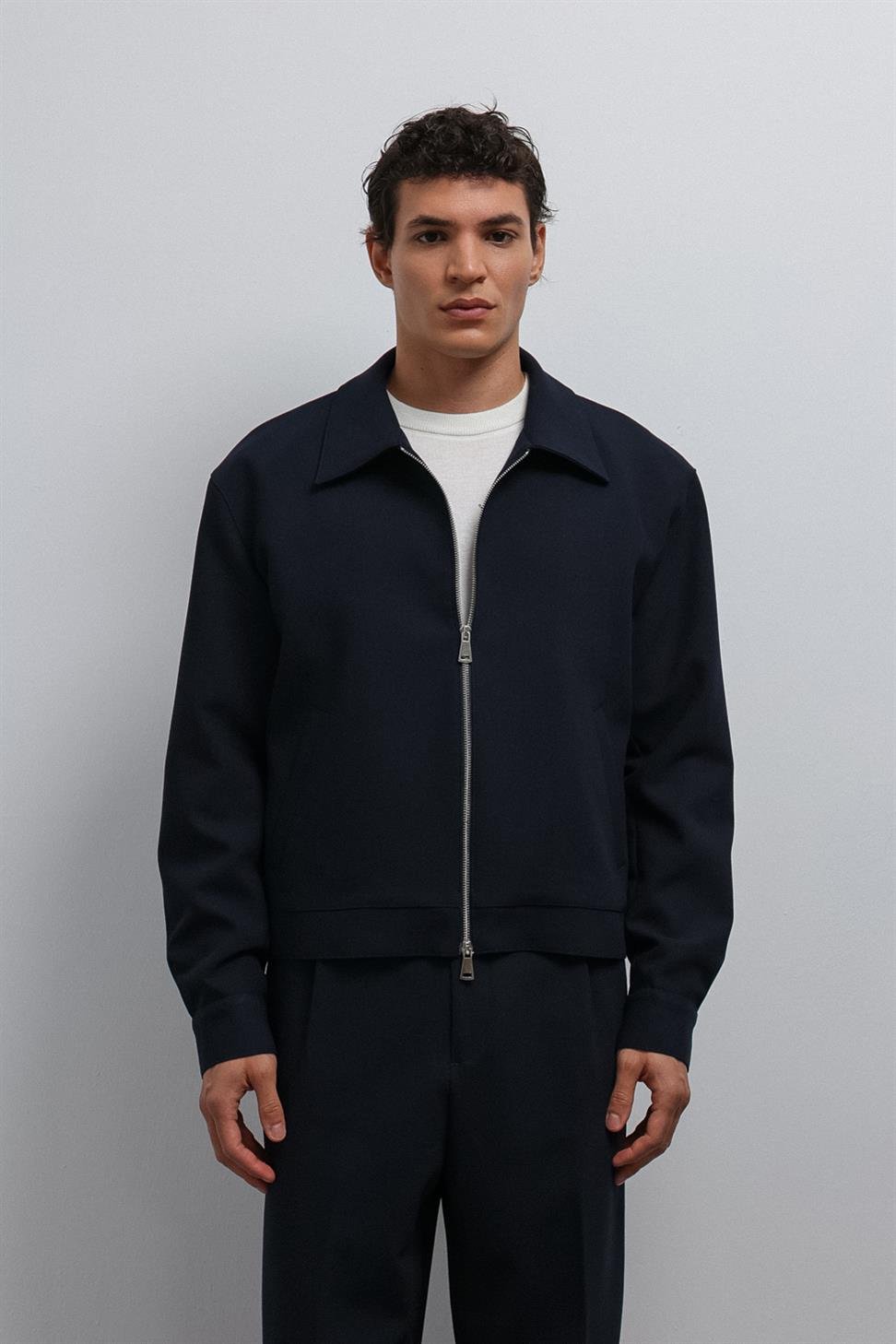 Antioch Lacivert Fermuarlı Mevsimlik Erkek Mont