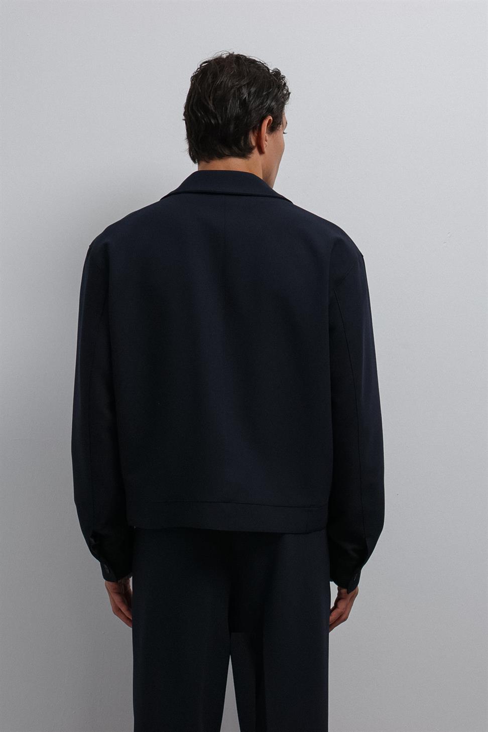 Antioch Lacivert Fermuarlı Mevsimlik Erkek Mont