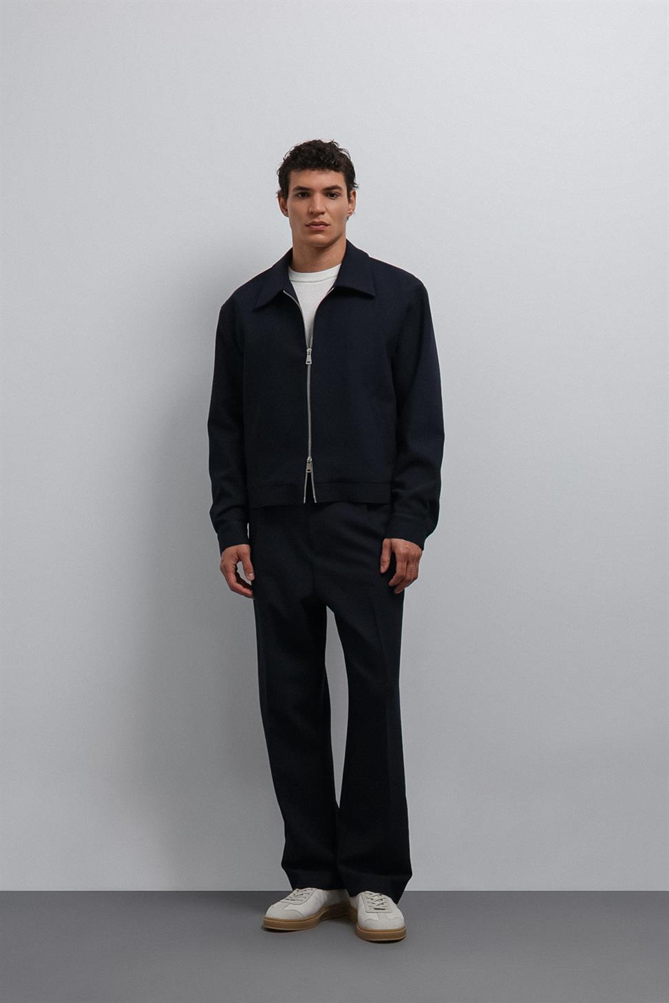 Antioch Lacivert Fermuarlı Mevsimlik Erkek Mont