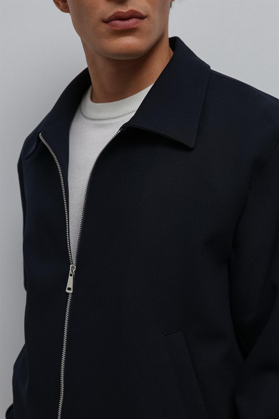 Antioch Lacivert Fermuarlı Mevsimlik Erkek Mont