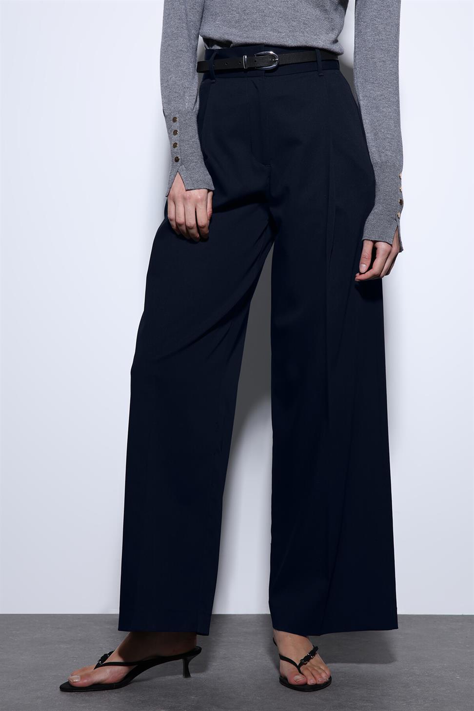 Antioch Lacivert Geniş Paça Kadın Pantolon