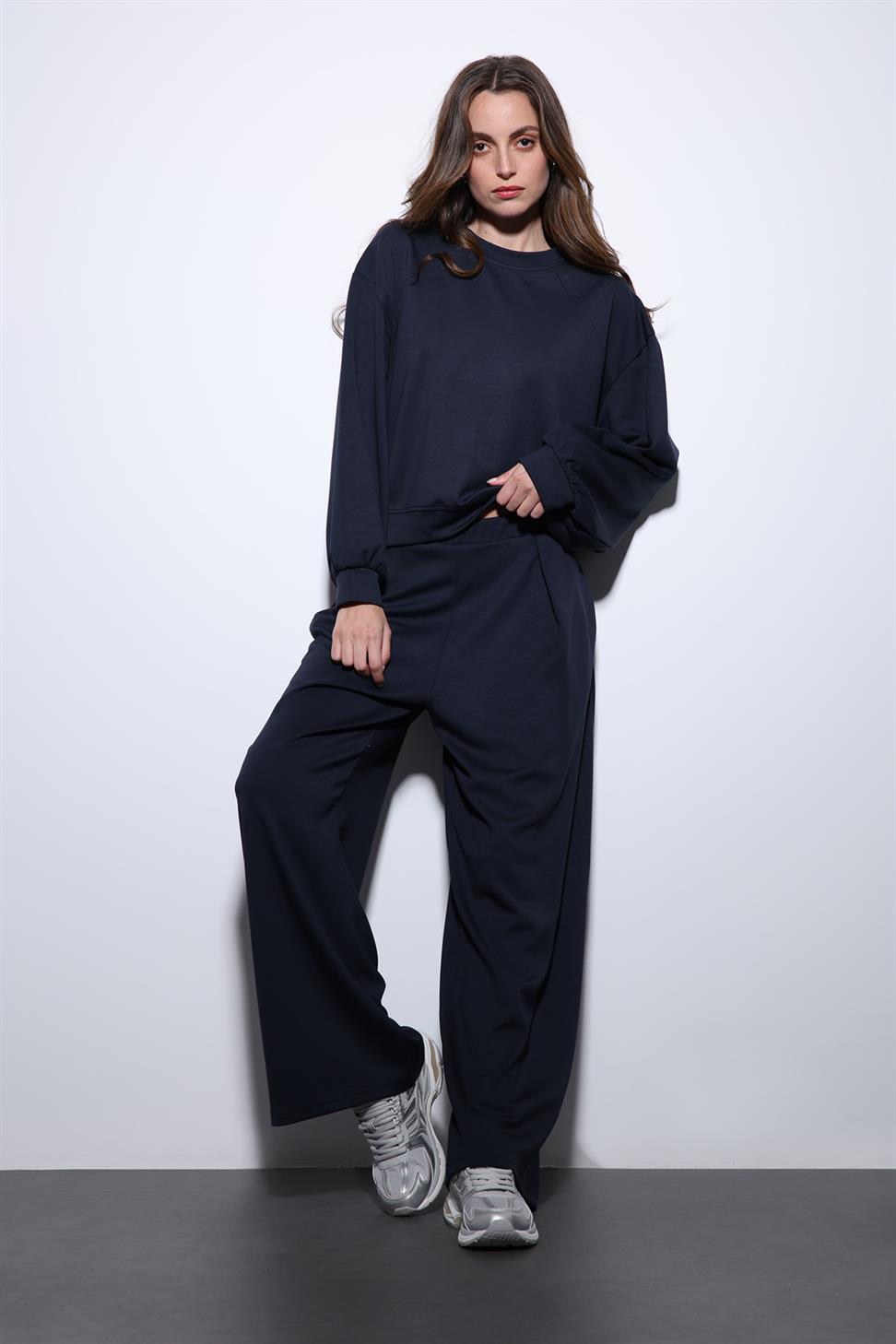 Antioch Lacivert Geniş Paça Relaxed Kadın Takım