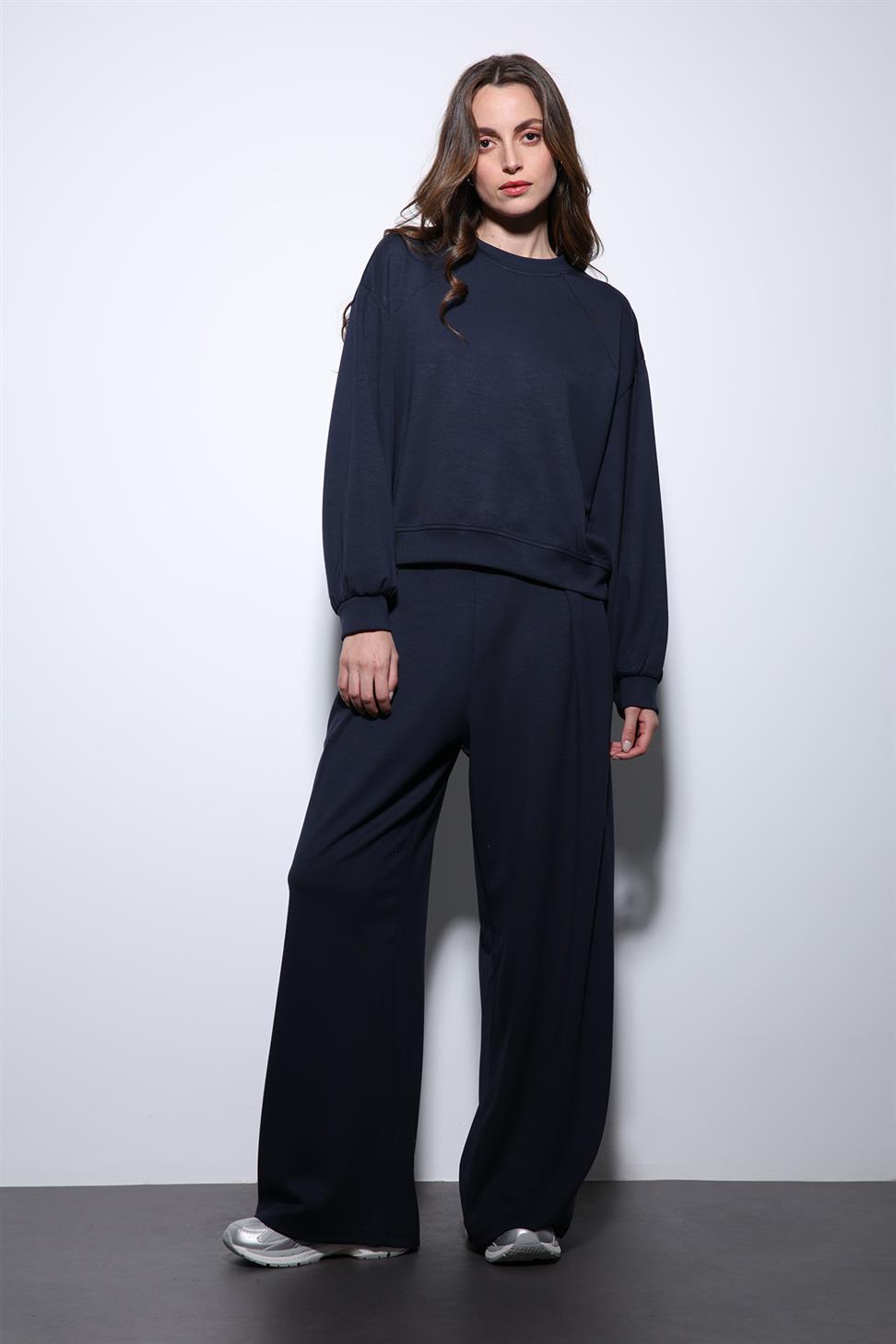 Antioch Lacivert Geniş Paça Relaxed Kadın Takım