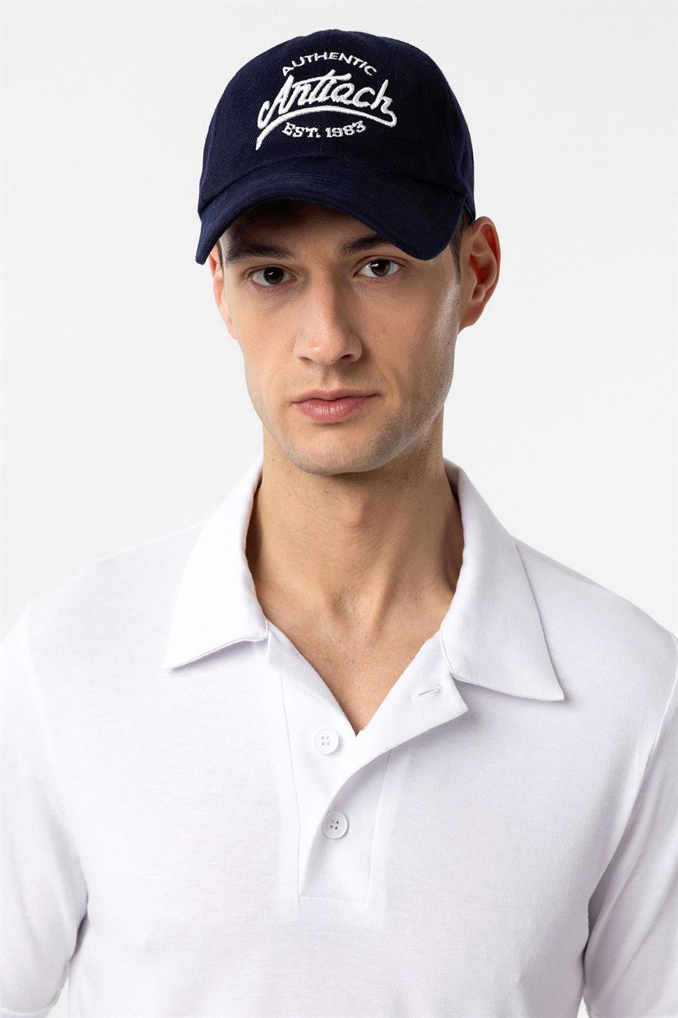 Antioch Lacivert İşlemeli Erkek Şapka