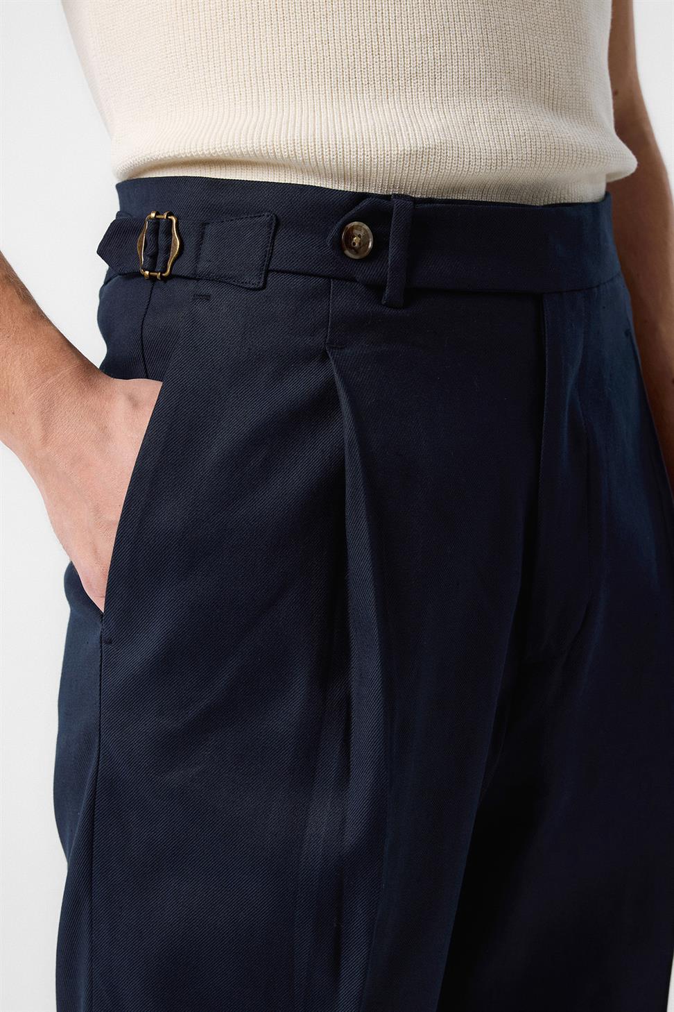 Antioch Lacivert İtalyan Kesim Yüksek Bel Erkek Pantolon