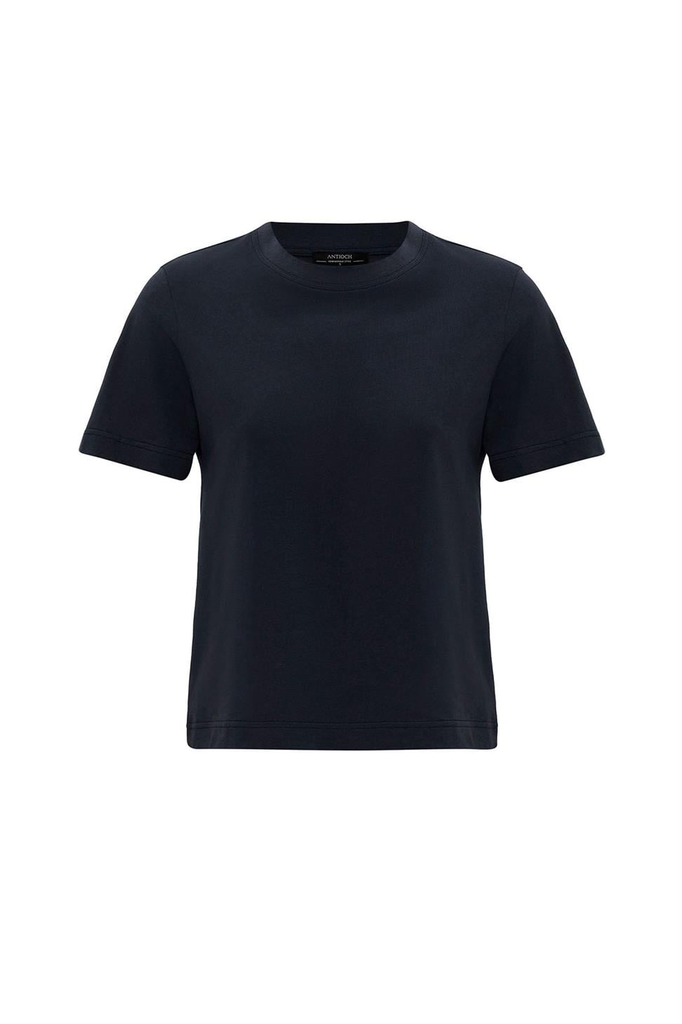 Antioch Lacivert Kadın Bisiklet Yaka Basic T-Shirt