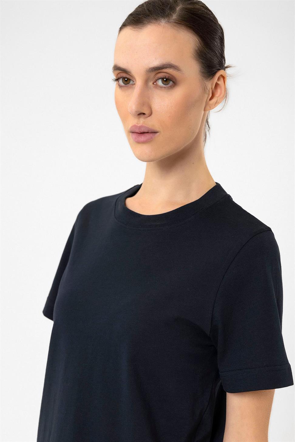 Antioch Lacivert Kadın Bisiklet Yaka Basic T-Shirt