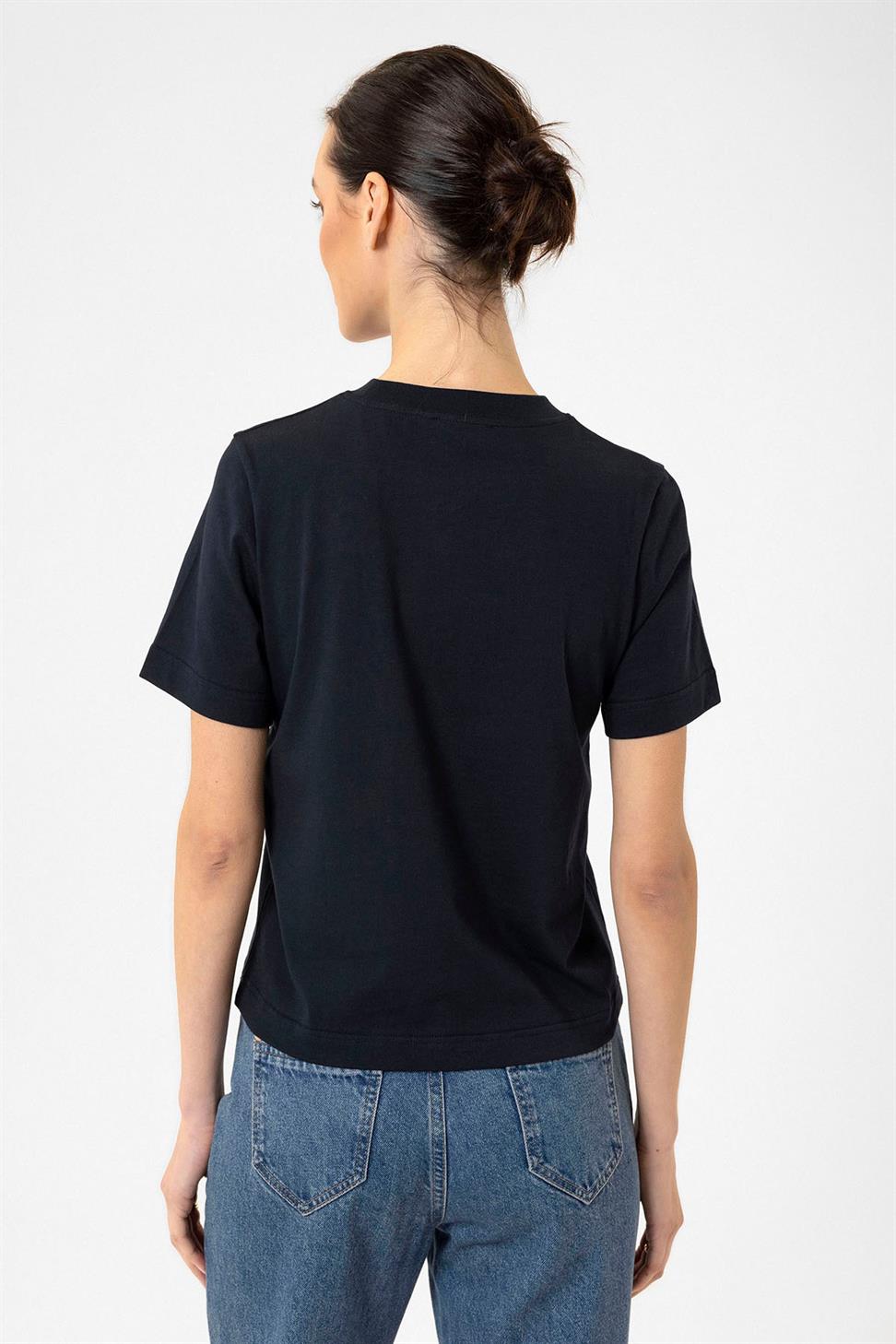 Antioch Lacivert Kadın Bisiklet Yaka Basic T-Shirt