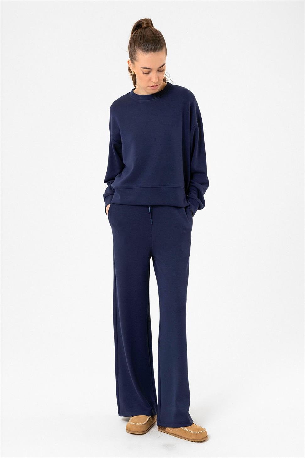 Antioch Lacivert Kadın İspanyol Paça Eşofman Takım