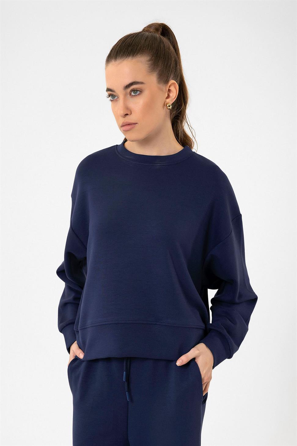 Antioch Lacivert Kadın İspanyol Paça Eşofman Takım