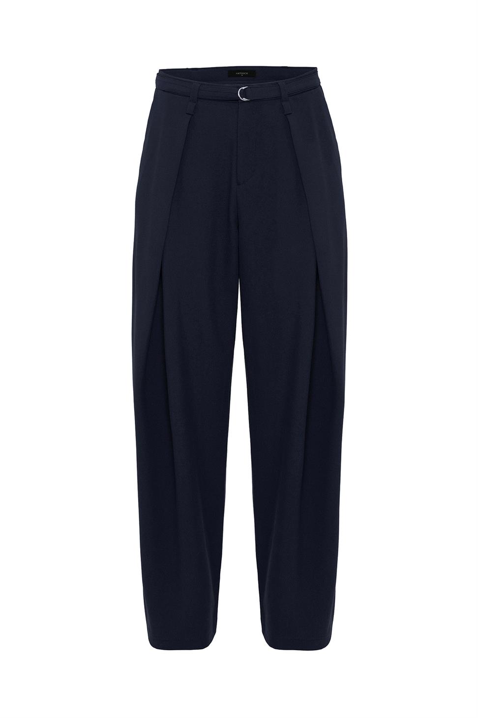 Antioch Lacivert Kemerli Pilili Kadın Pantolon