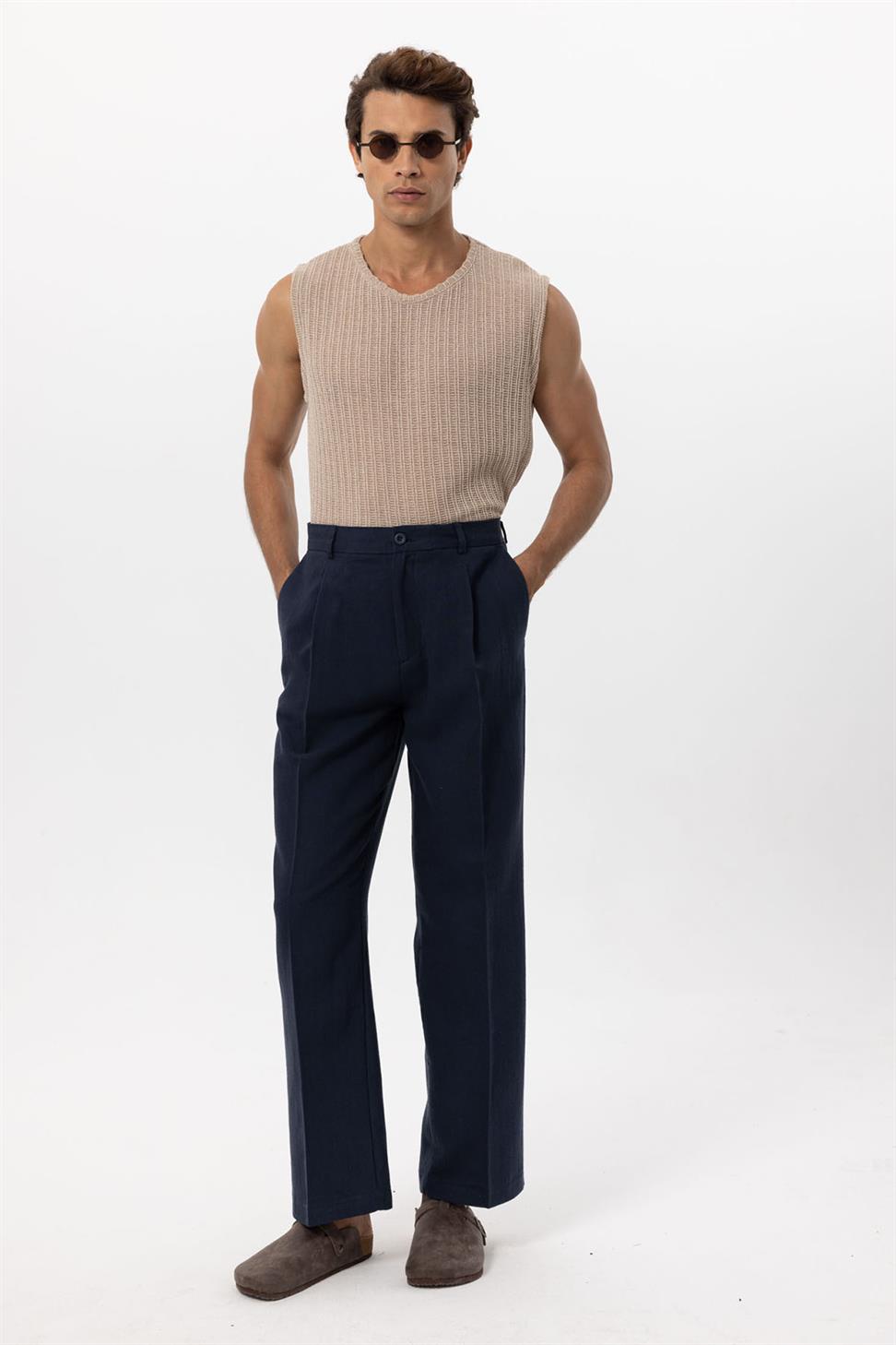 Mens Linen Blend Baggy Pants
