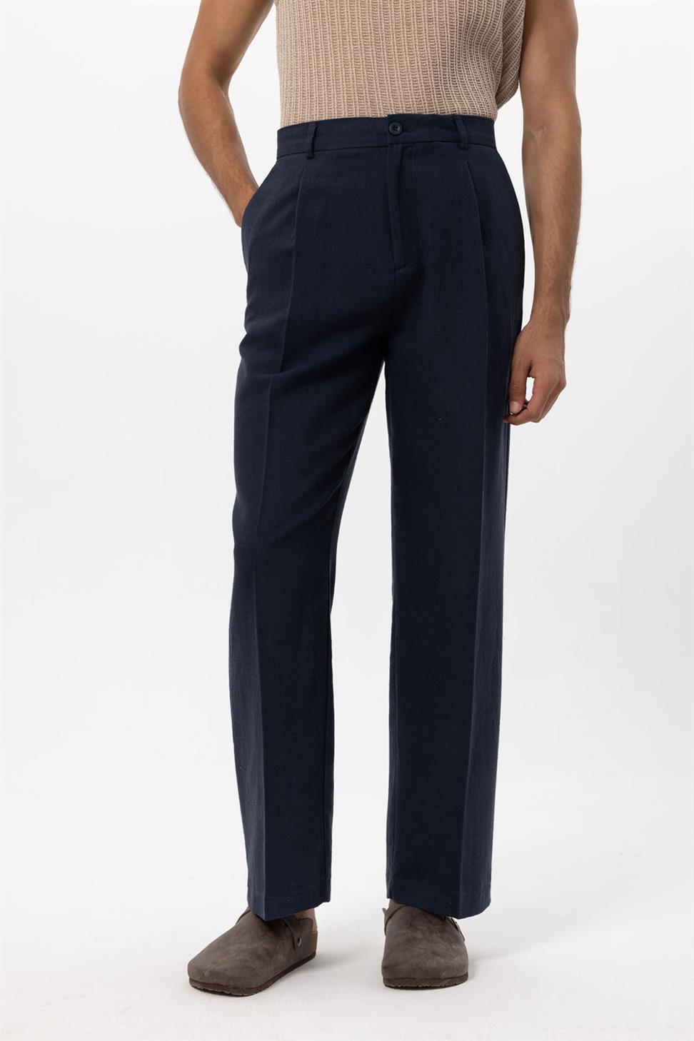 Mens Linen Blend Baggy Pants
