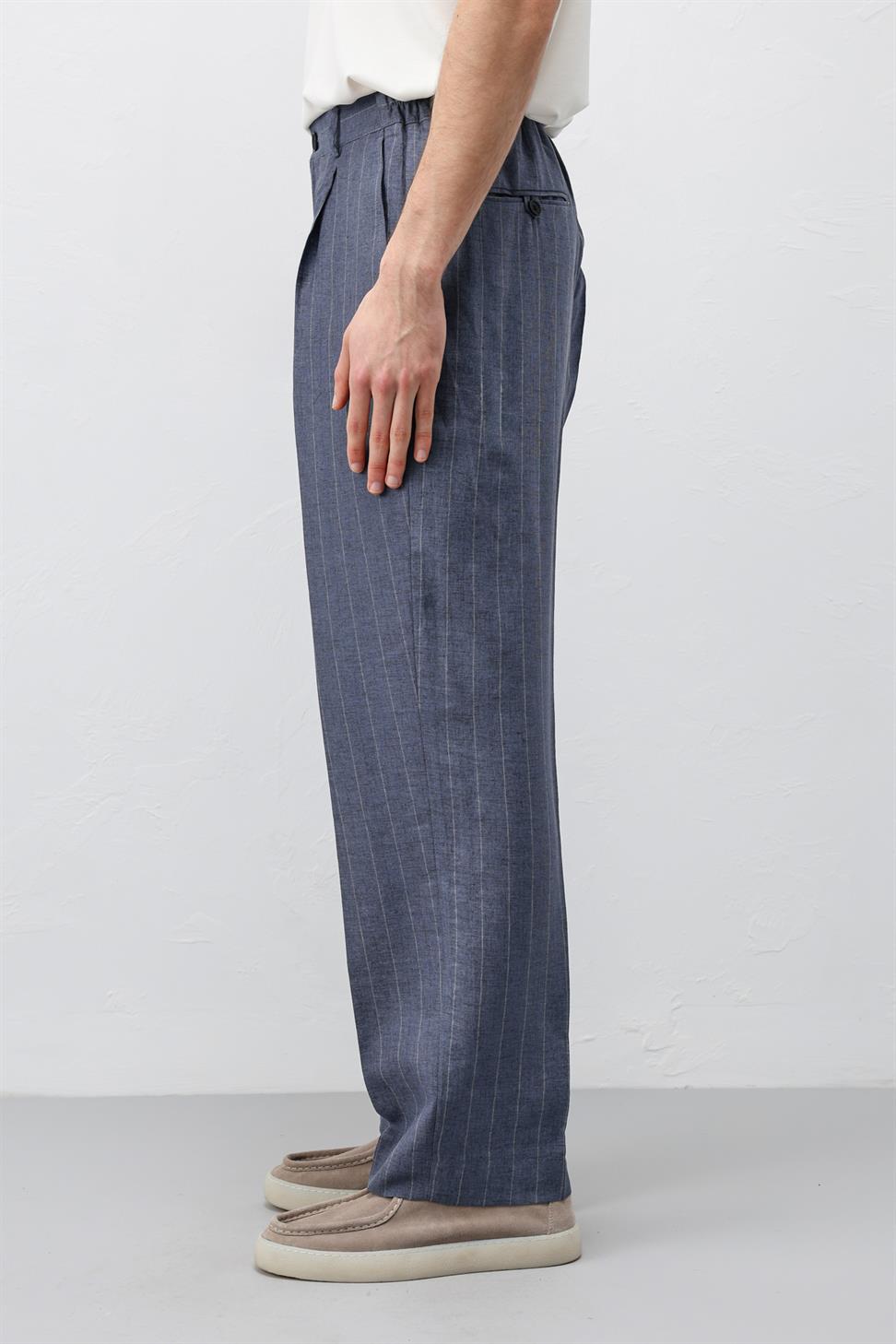 Mens Striped Linen-Blend Pants
