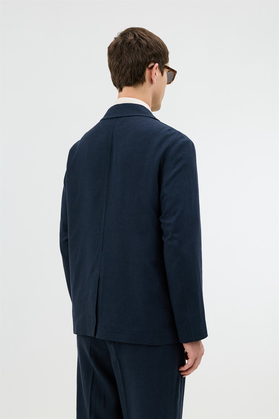 Antioch Lacivert Keten Karışımlı Erkek Blazer Ceket